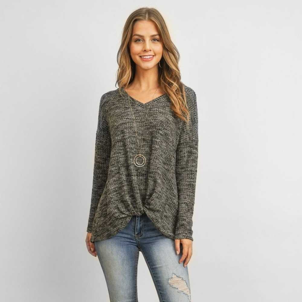 KNOT FRONT SWEATER BLACK